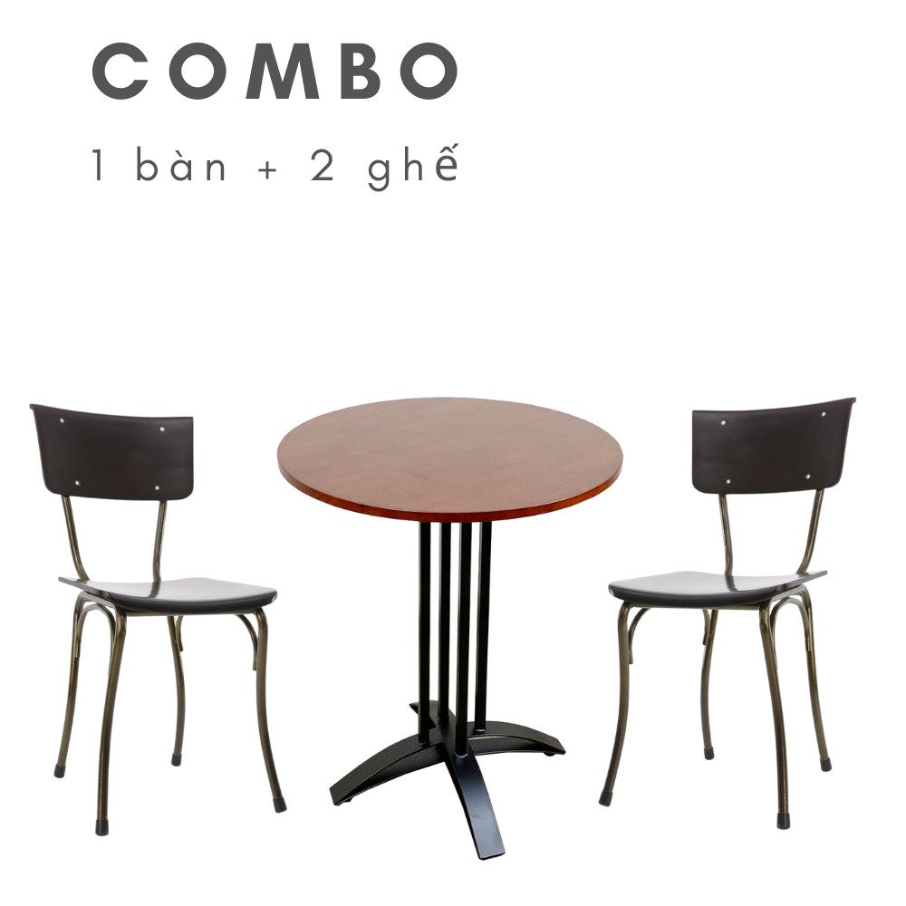 Combo Bàn Cafe Tròn 60cm Và 2 Ghế Cafe Kite 02 CBCF097